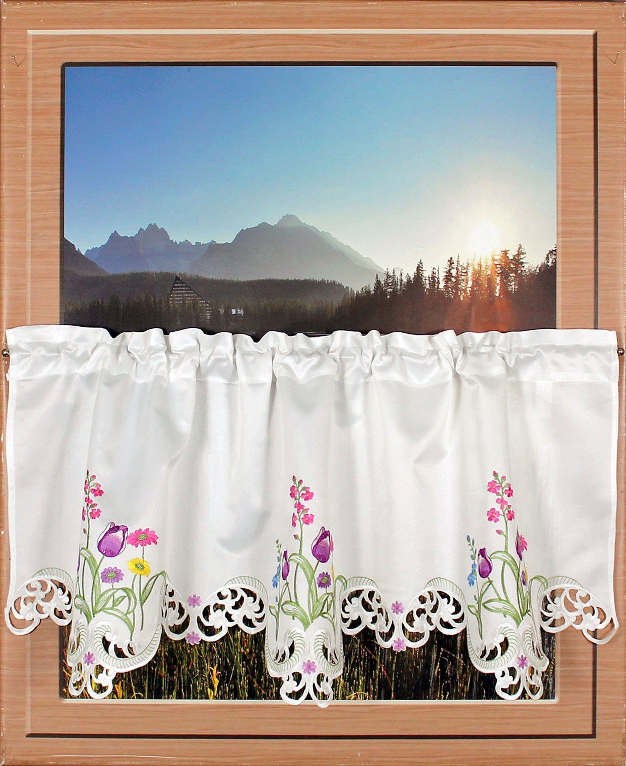 HOSSNER - ART OF HOME DECO Querbehang Blumensee (1 St), Stangendurchzug, blickdicht, Ausbrenner, m. Cut-Outs