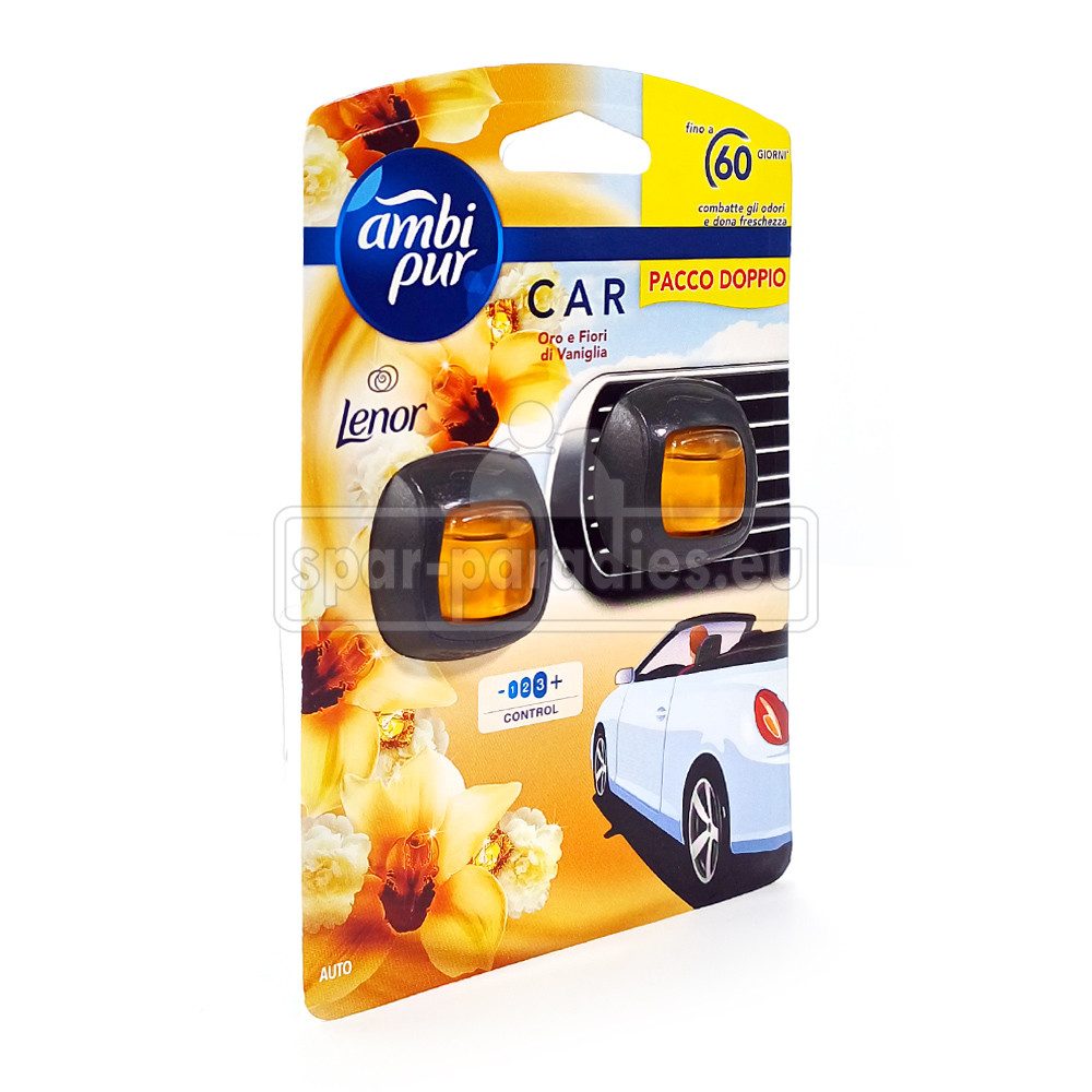 ambi pur Geruchsentferner Car Lufterfrischer-Clip Gold & Vanilleblüten Duo-Pack (2 x 2 ml)