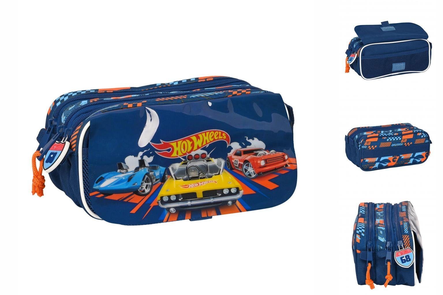 Hot Wheels Federtasche Dreifaches Mehrzweck-Etui Hot Wheels Speed club Orange Marineblau 21,5