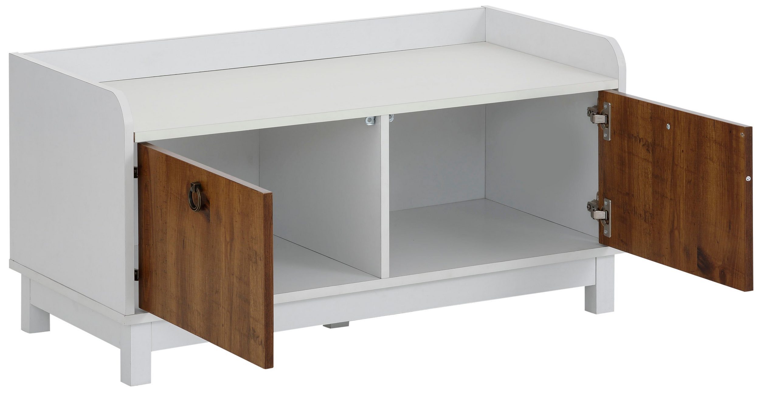 loft24 Schuhbank Gabby, Flurbank, Sitzbank, 2 Türen, Eichenoptik, Breite 92 cm
