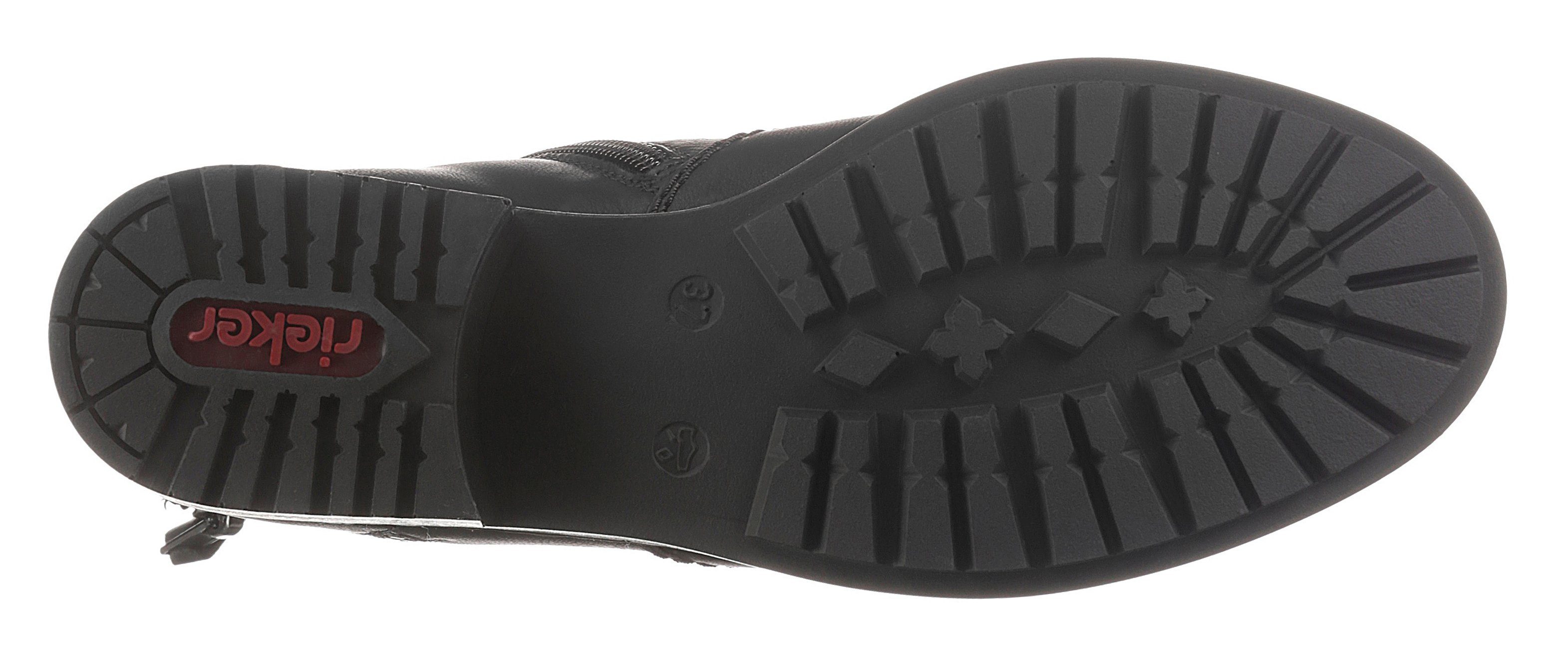 Rieker Winterstiefelette, Winterboots, Blockabsatz, Profilsohle, mit Zierreißverschluss außen