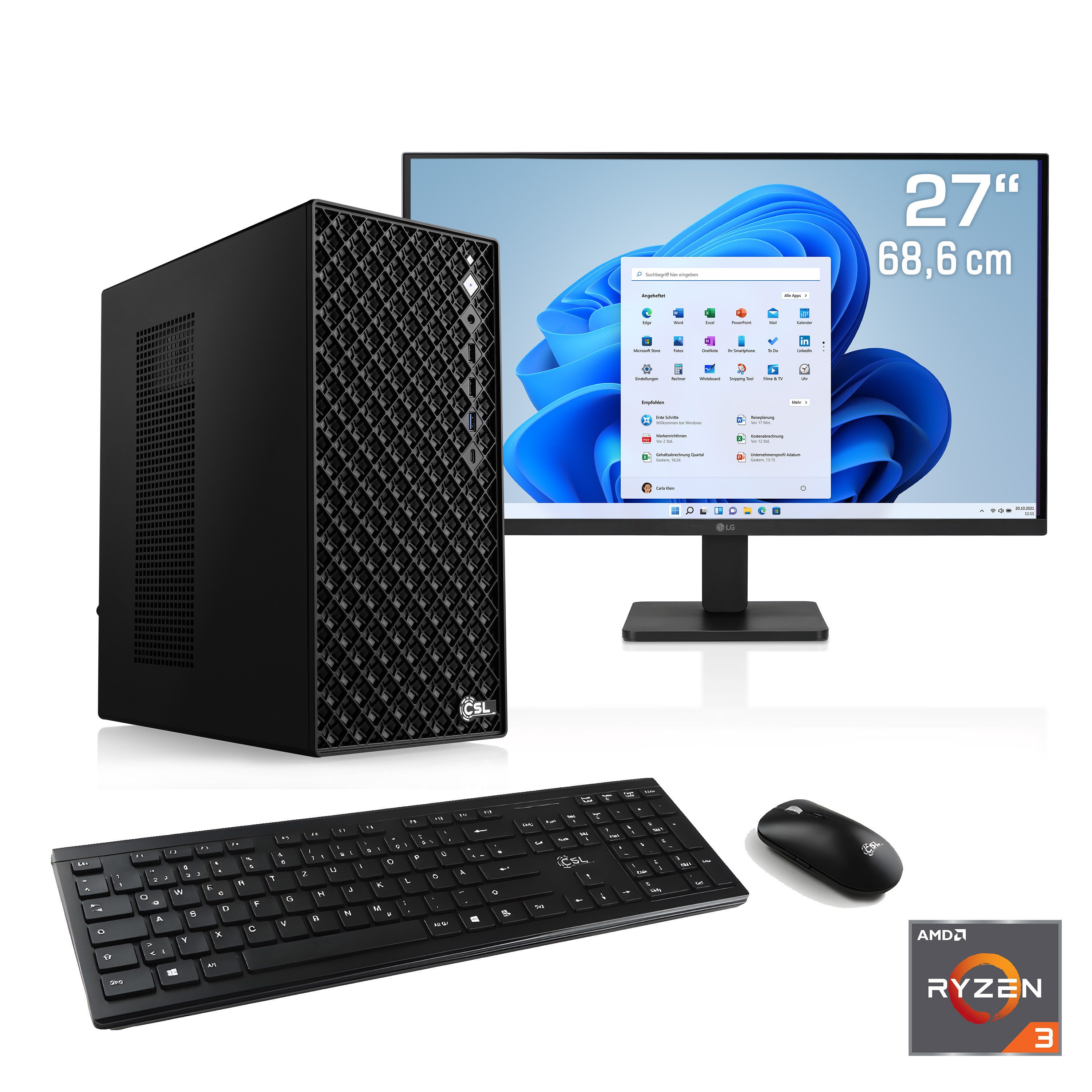 CSL Mystic V24094 PC-Komplettsystem (27", AMD Ryzen 3 3200G, 16 GB RAM, 500 GB SSD)