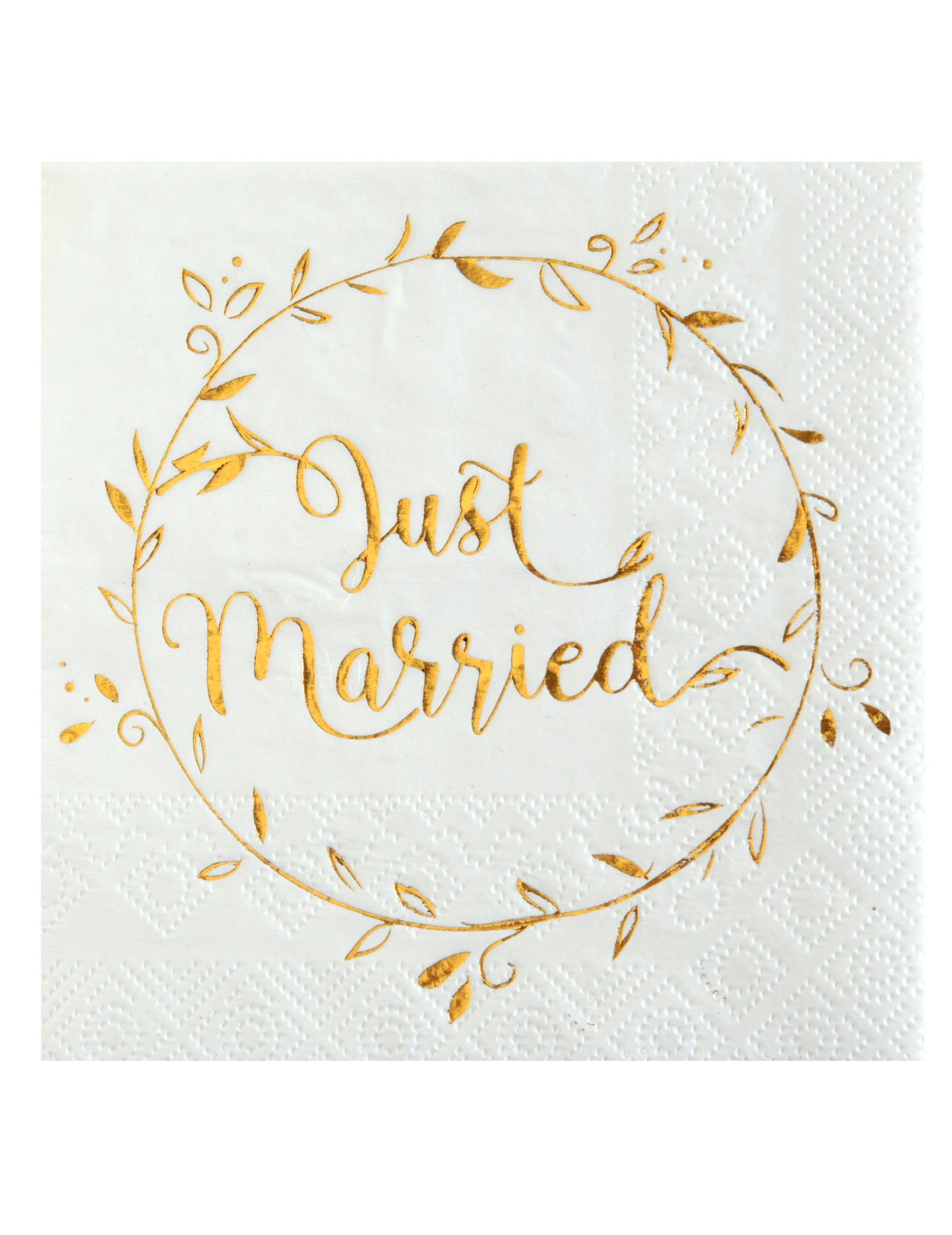 santex Kostüm 20 Cocktailservietten Just Married, gold, 25 x 25 cm