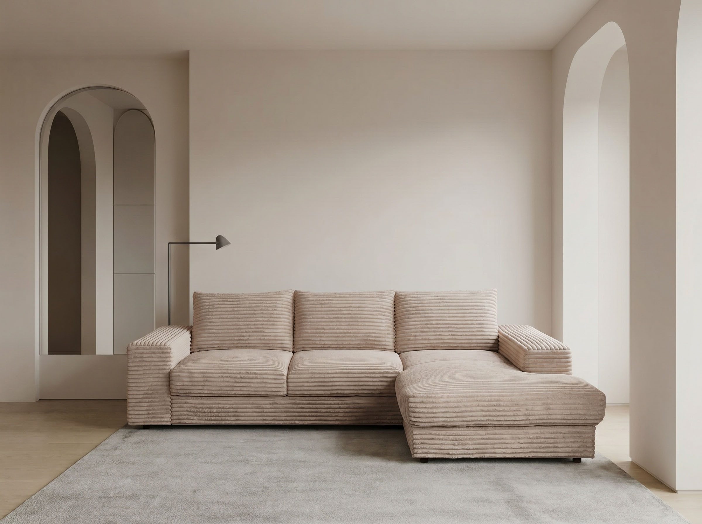 WERK2 Ecksofa Rozzana 280 x 190 cm modern & bequem, Lounge Sofa mit viel Platz, Breitcord, L-Form, XXL