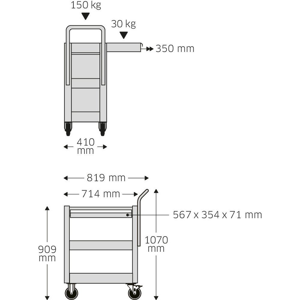 Stahlwille Transportwagen Stahlwille 612 ST Feststeller 81300612 Traglast (max Werkstattwagen