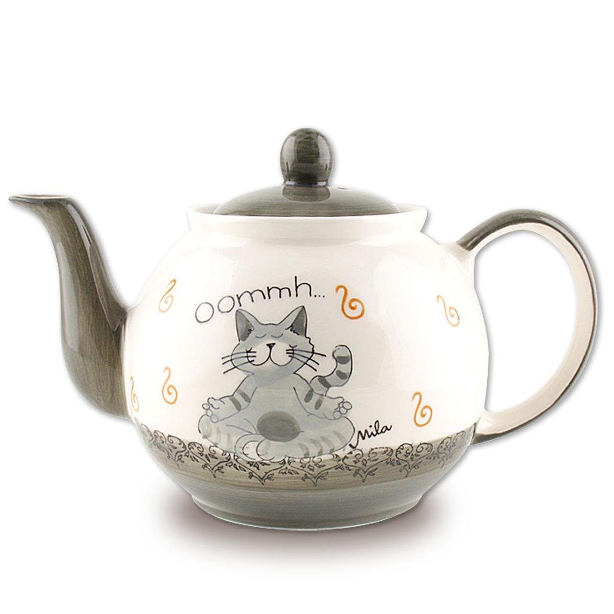 Mila Teekanne Mila Keramik-Teekanne Oommh Katze Pure ca. 1,2 Liter, 1,2 l, (Set, Teekanne)