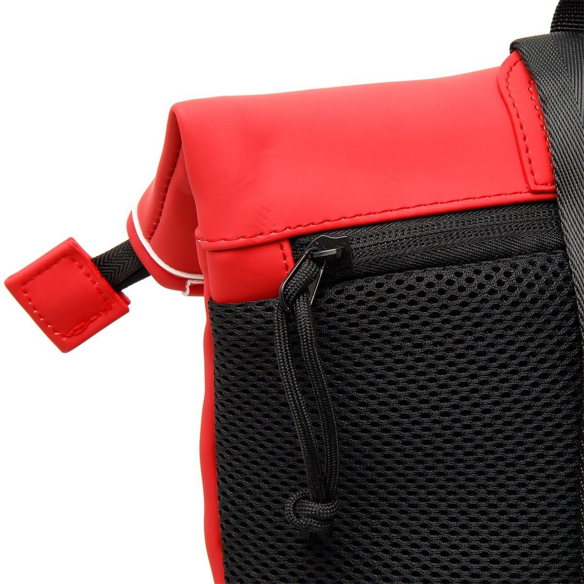 NEW REBELS Cityrucksack kleiner Roll Up RollTop Kurier Rucksack Mart Los Angeles, wasserabweisendes Planenmaterial, rot