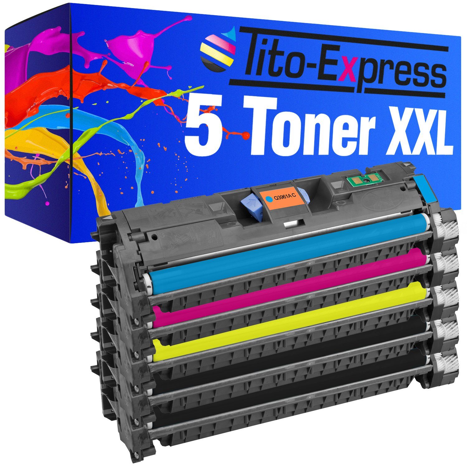 Tito-Express Tonerpatrone 5er Set ersetzt HP Q3960A HP Q3961A HP Q3962A Q3963A, für Color Laserjet 2550 2550L 2550LN 2550N 2800 Series 2820 AIO 2840
