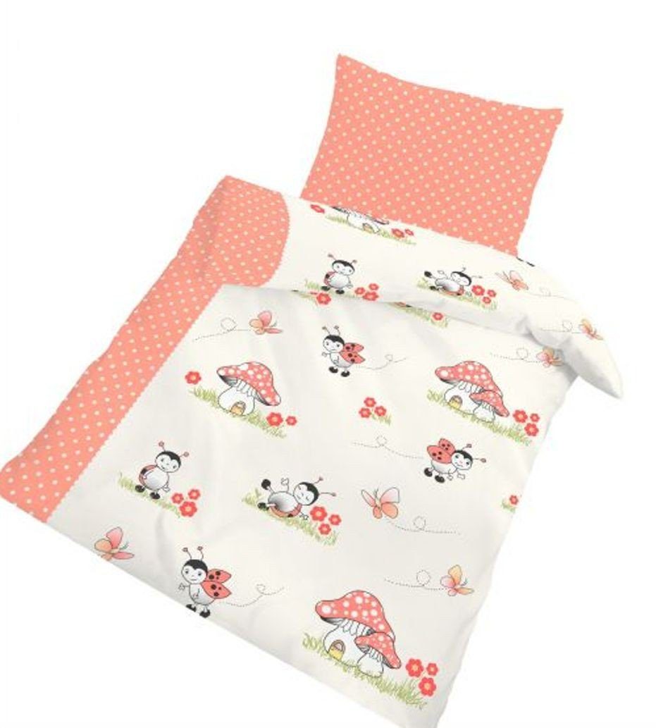 Babybettwäsche Baby Bettwäsche Käferchen Pilze 40 x 60 cm + 100 x 135 cm