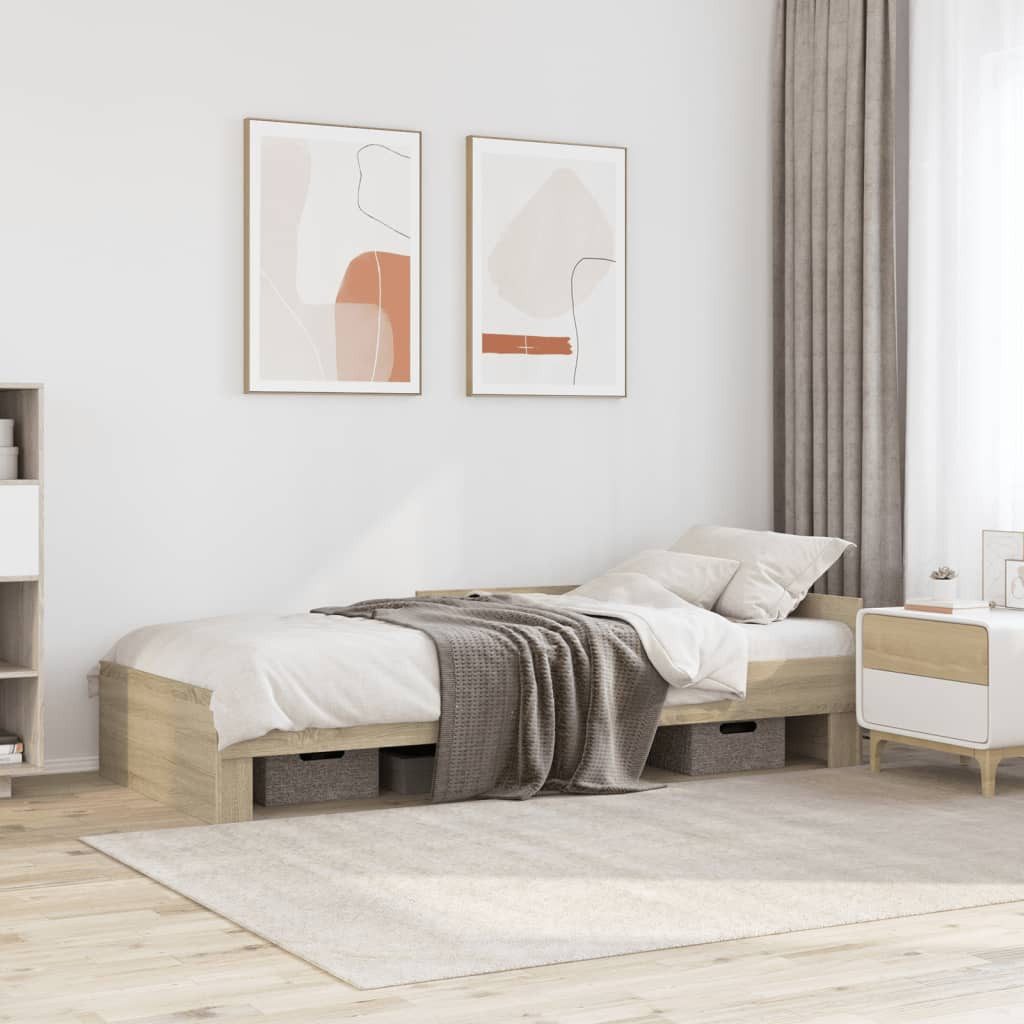 vidaXL Bett Bettgestell ohne Matratze Sonoma-Eiche 90x190 cm Holzwerkstoff