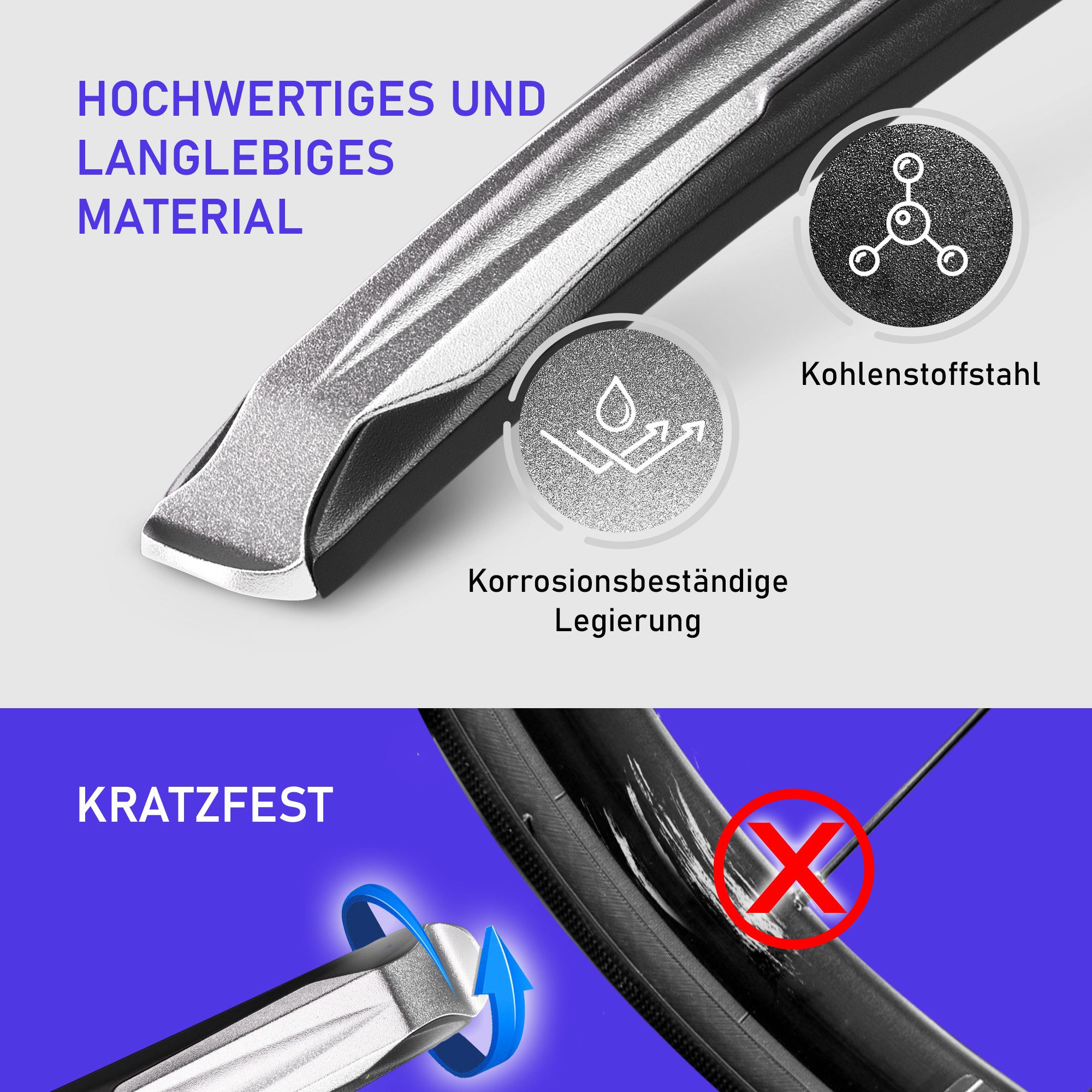 Optio Cycle bicycle tire levers, Optio Cycle tire repair kit, bicycle, 2x metal tire levers