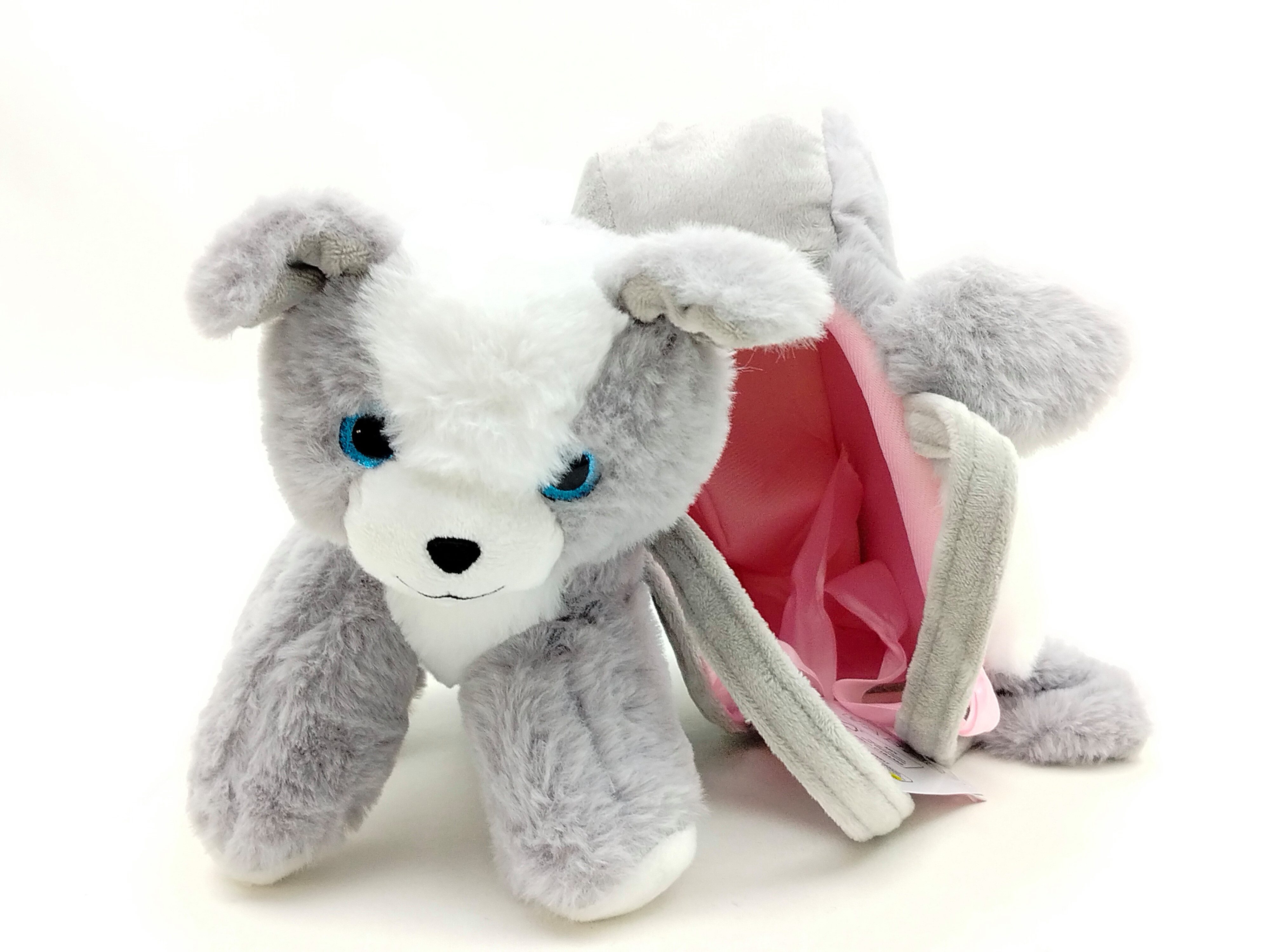 bb Klostermann Kindergartentasche Graue Plüschtasche im Hündchendesign mit grauem Plüschhündchen