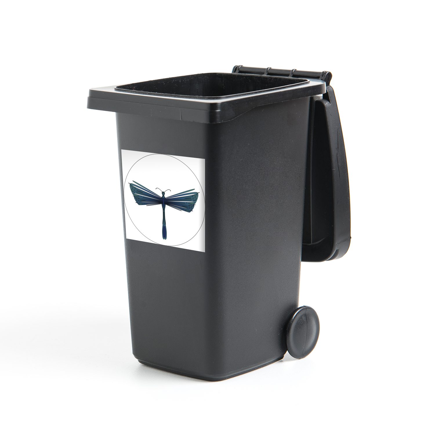 MuchoWow Wandsticker Eine Illustration einer blauen Libelle (1 St), Mülleimer-aufkleber, Mülltonne, Sticker, Container, Abfalbehälter