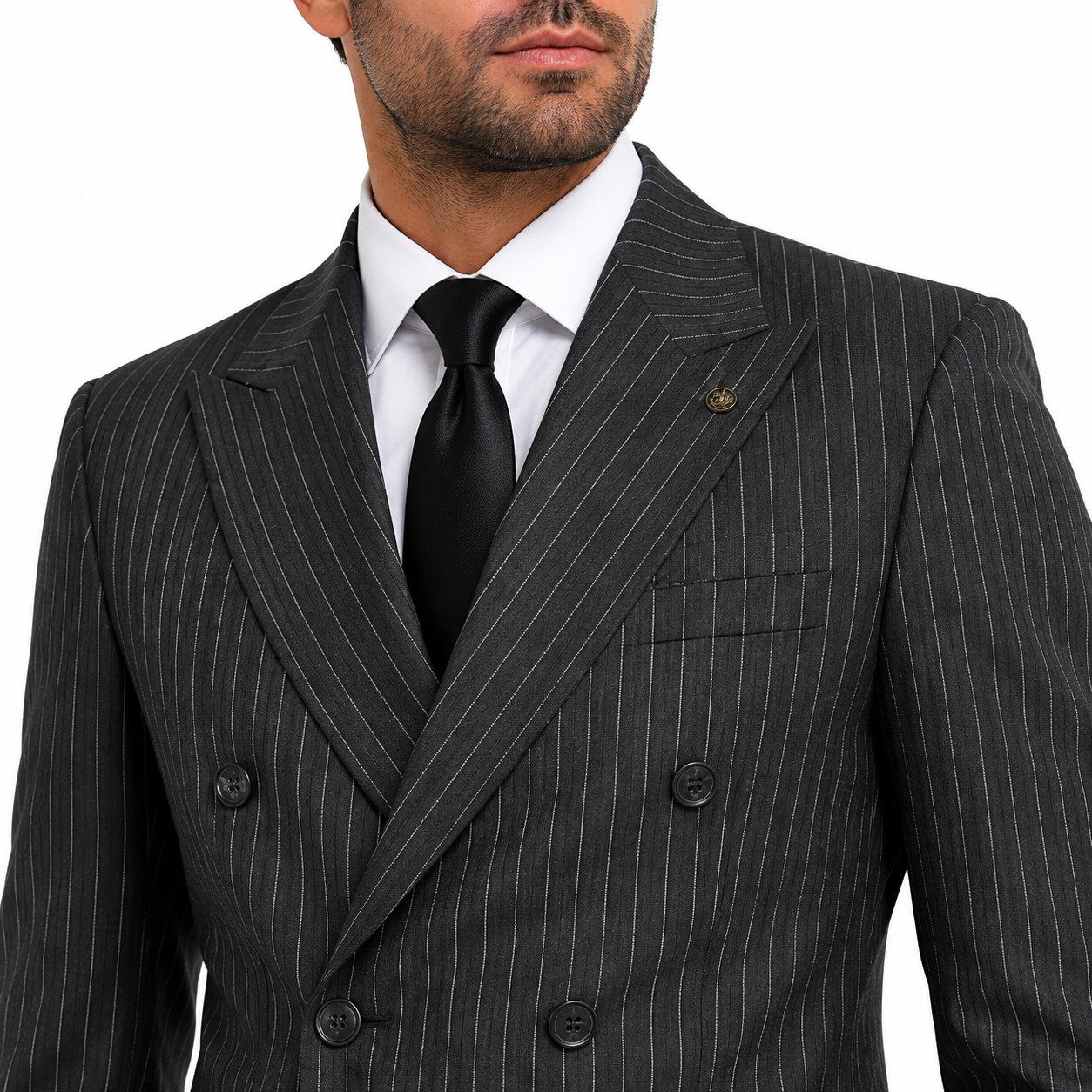 Guild Clothing Anzug Zweireiher Herren Business 2-tlg. Streifenmuster - Slim Fit (Anzughose & Sakko, 2-tlg., Anzug Set) Streifenmuster für Hochzeiten, Einladungen, den Business