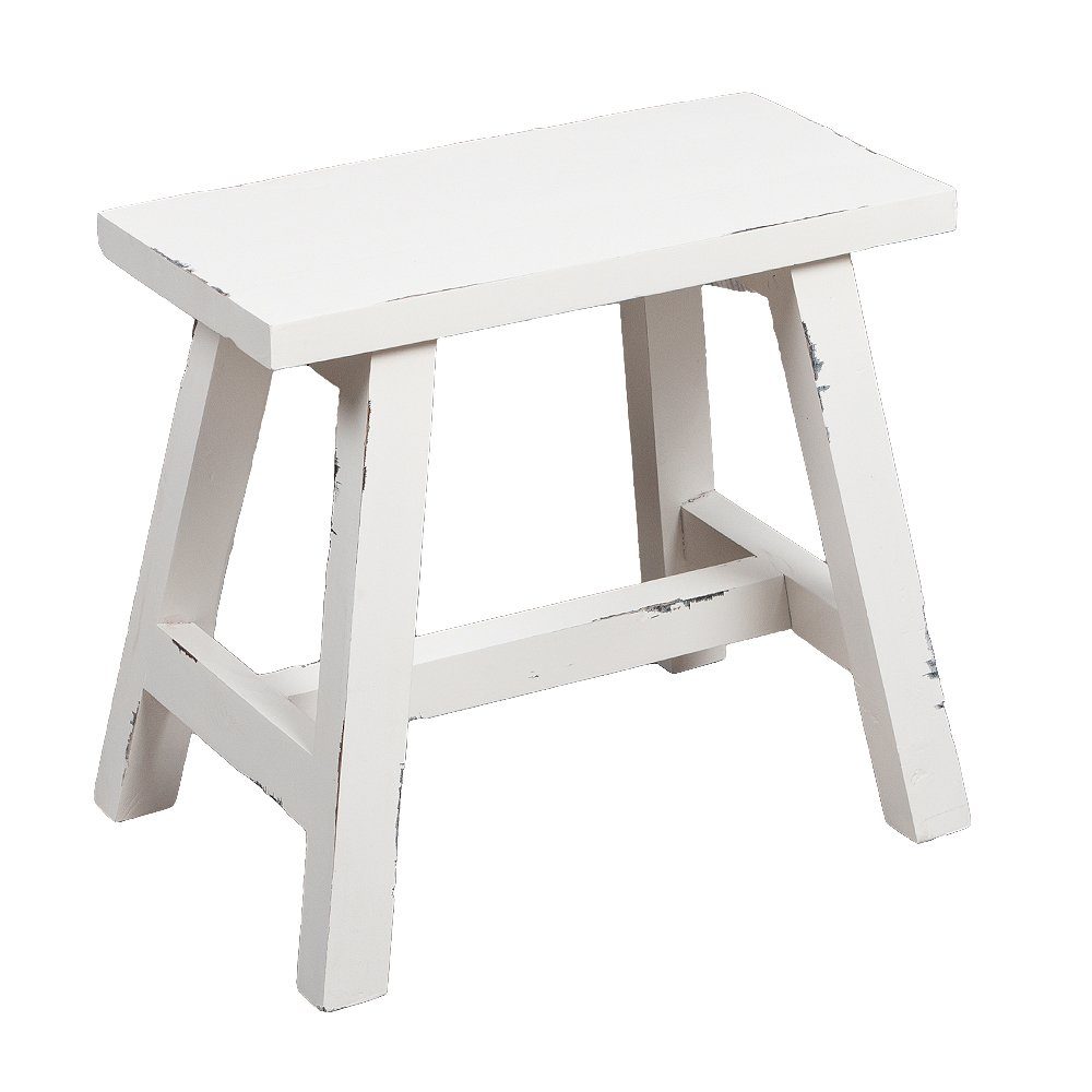 LebensWohnArt Sitzhocker Massivholz Hocker RANCH 50cm Antik-Weiß Beistellti günstig online kaufen