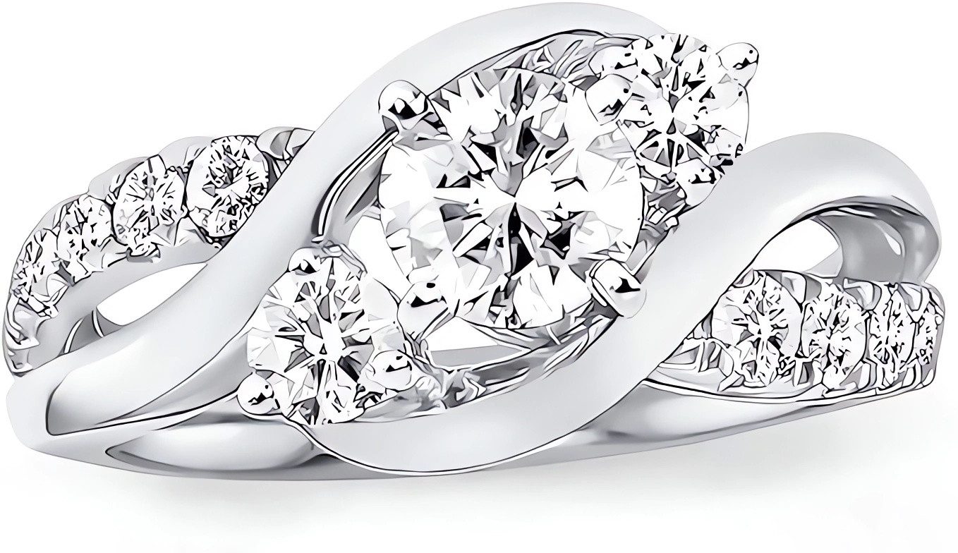 Jumpeak Diamantring Verlobungsring Damen,Statement Ring,Ring WeiBgold Damen,Gedrehte Rebe, 1 Karat Diamant,E VVS2 3EX,Diamant ring damen,Runder Diamant,Geschenk