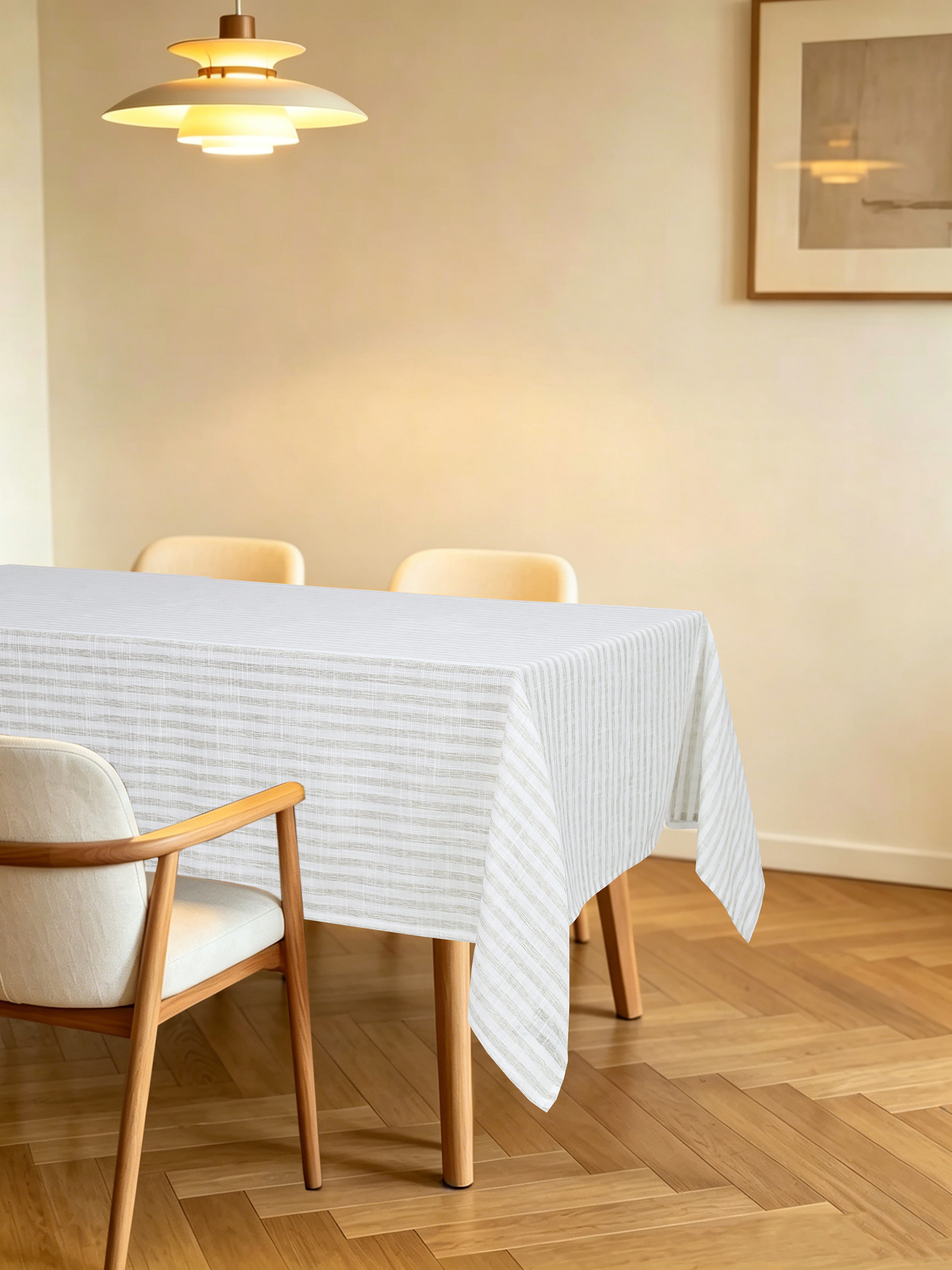 OTTO home Tischdecke Marric (Packung 1-tlg), halbtransparente Tischdecke, Leinenoptik mit Streifen