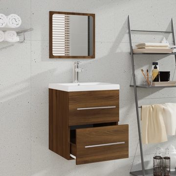 vidaXL Waschbeckenunterschrank Waschbeckenschrank mit Einbaubecken Braun Eiche Holzwerkstoff (2-St)