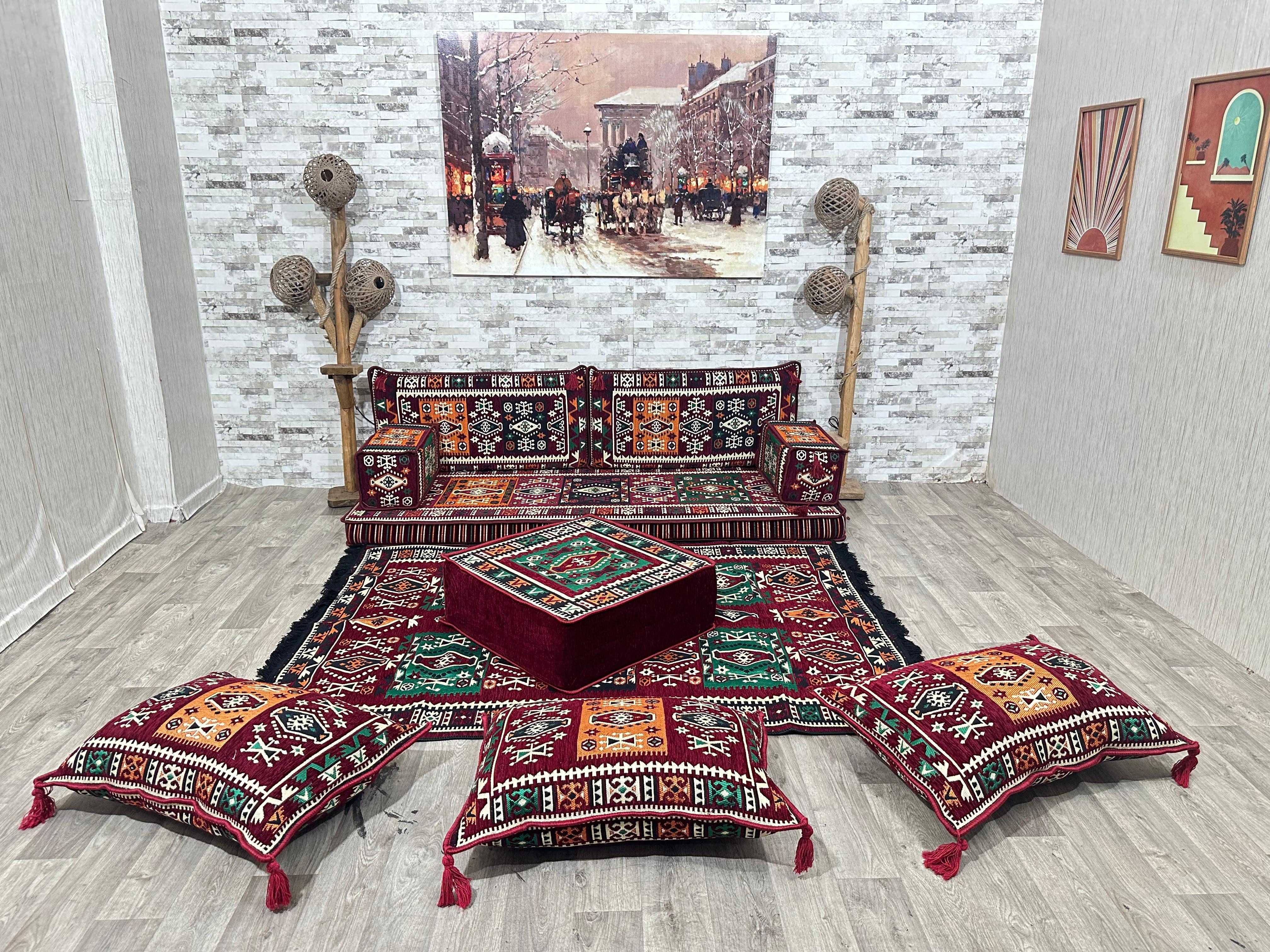 CaddeBuy Sofa Orientalisches Sofa, Sark Kösesi, Bordo-Milas-Gerade-1, 10 Teile