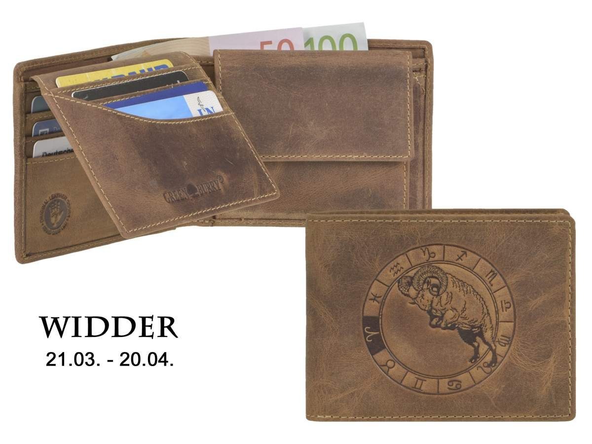 Geldbörse Widder Portemonnaie, Sternzeichen-Prägung Vintage, Greenburry Lederbörse,