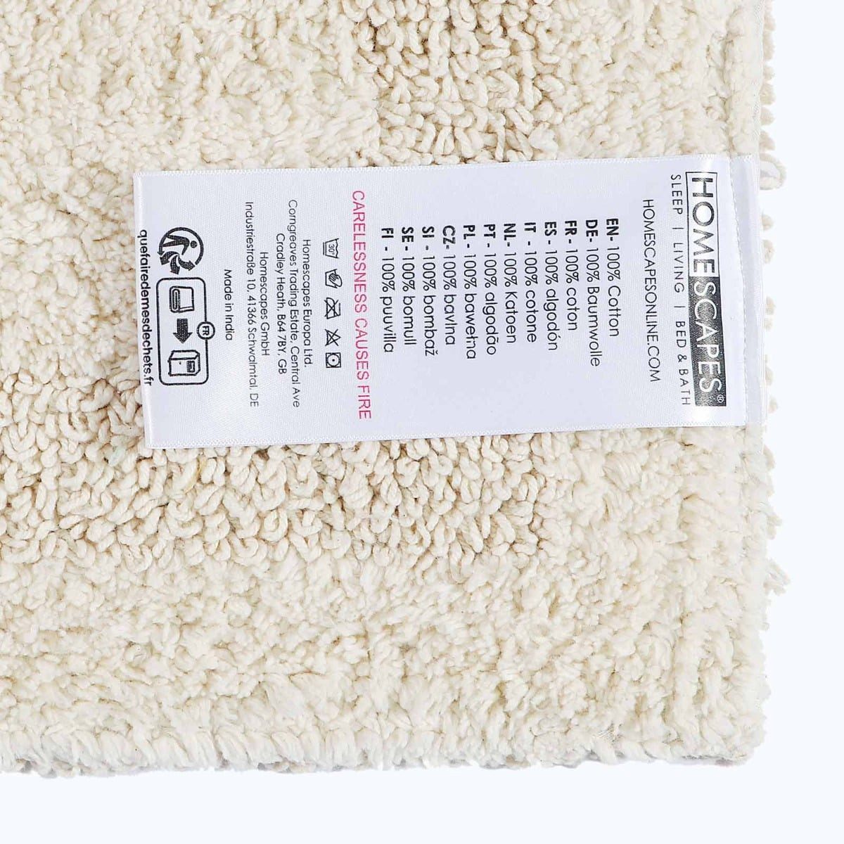 Homescapes Badematte WC-Vorleger creme 50x55 cm aus 100% Baumwolle, Höhe 20 mm, Baumwolle, rechteckig, 50 x 55 cm – Bild 3 von 5