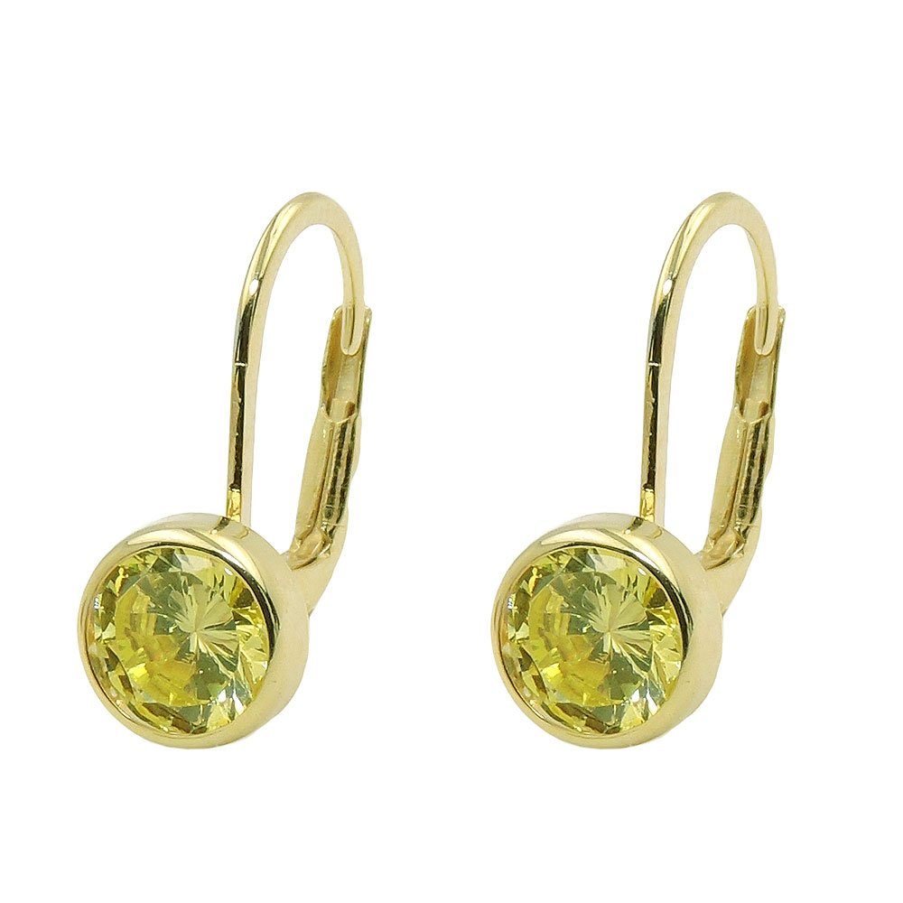 Gallay Ohrring-Set Ohrbrisur Ohrring 15x7mm Zirkonia grün 9Kt GOLD,  Goldschmuck für Damen