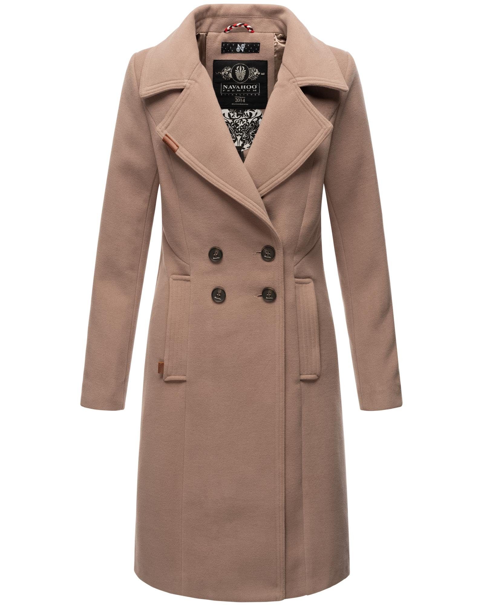 Navahoo Wintermantel Wooly edler Damen Trenchcoat in Wollmantel-Optik