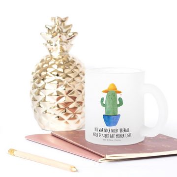 Mr. & Mrs. Panda Teeglas Kaktus Hut - Transparent - Geschenk, Tasse, Motivation, Kakteen, Kakt, Premium Glas, Liebevolle Gestaltung