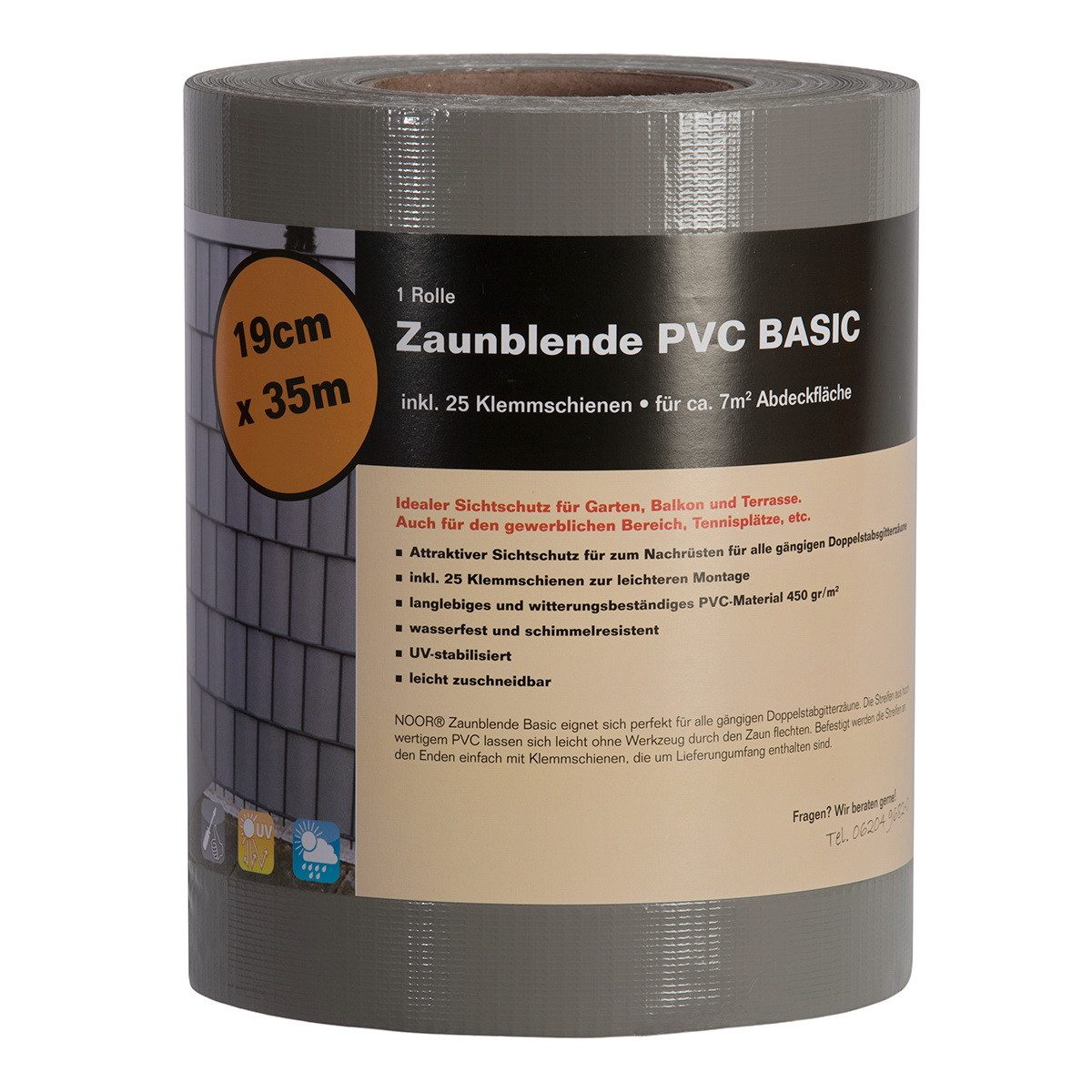 NOOR Sichtschutzstreifen PVC BASIC, Wind- und Sichtschutz - Anthrazit - Grün - Steingrau