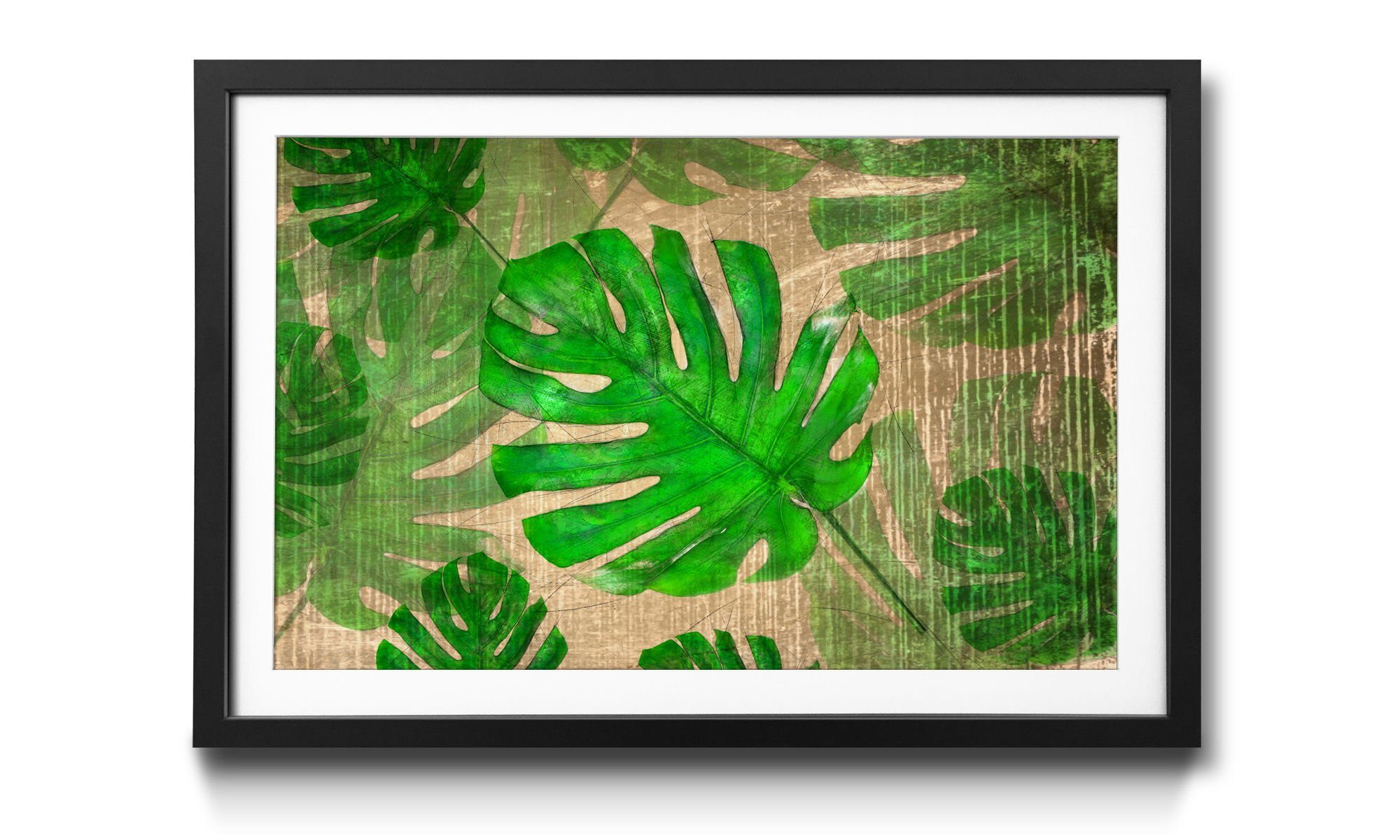 WandbilderXXL Rahmen Größen Blätter, erhältlich Monstera, Wandbild, Bild in 4 mit