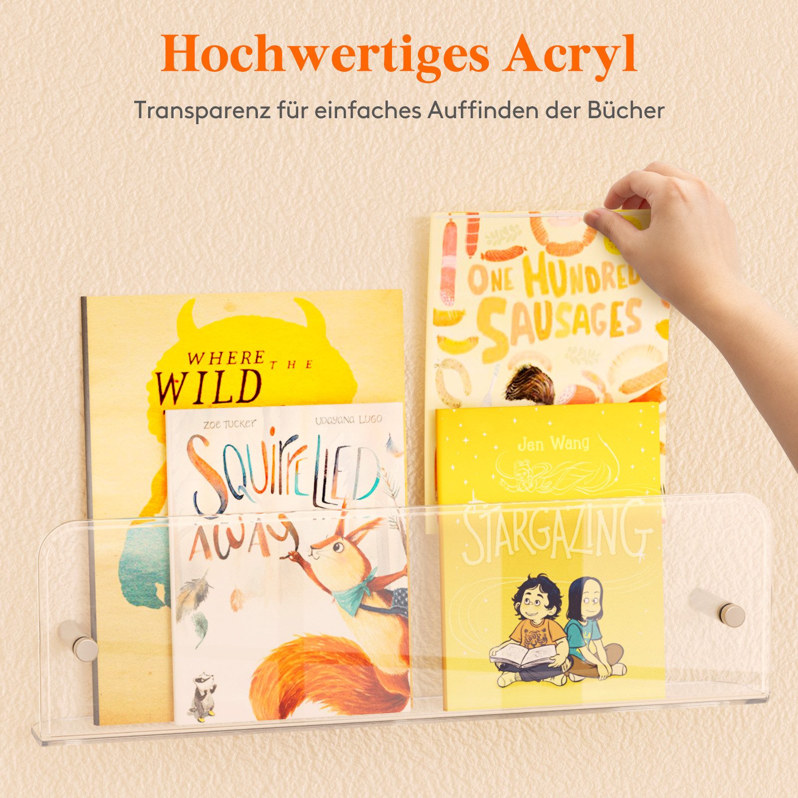 Lifewit Regalelement 39 cm klares schwebendes Kunststoffregal, Wandregal, 4-tlg. – Bild 5 von 5