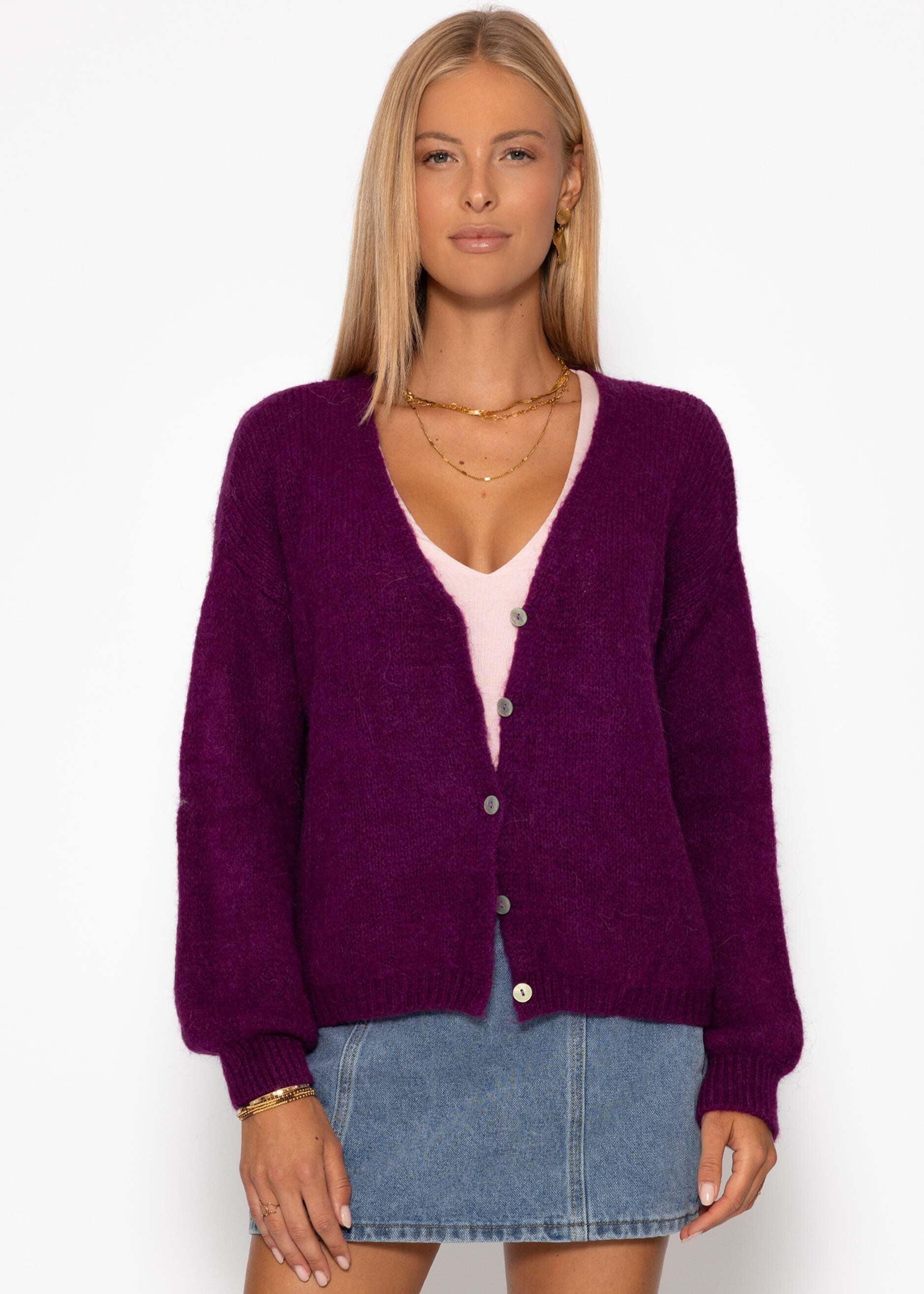 SASSYCLASSY Cardigan Cardigan mit V-Ausschnitt für Damen Gestrickter Locker günstig online kaufen