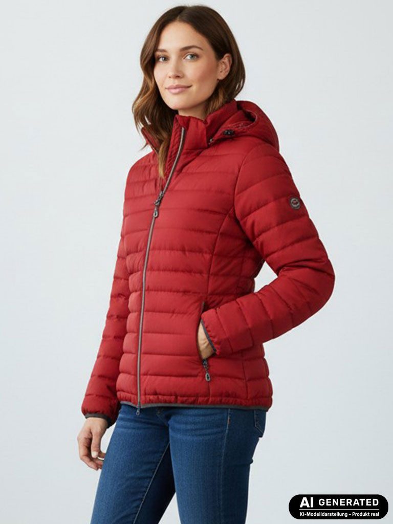 Blue Wave Steppjacke Damen Jacke Nina gesteppt - Leichte Jacke Übergangsjacke Outdoor Melange-Optik, Abnehmbare & verstellbare Kapuze, 2-Wege-Reißverschluss