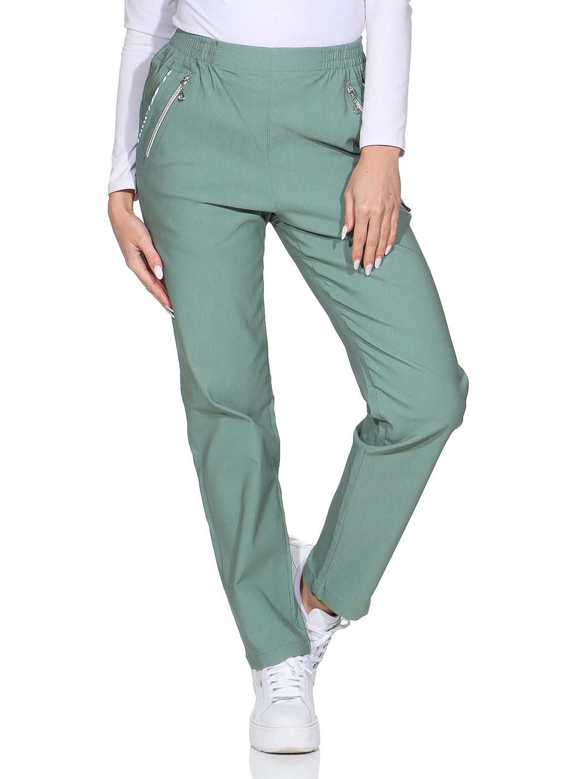 Schlupfhose Damen Stoffhose leichte Stretchhose Freizeithose