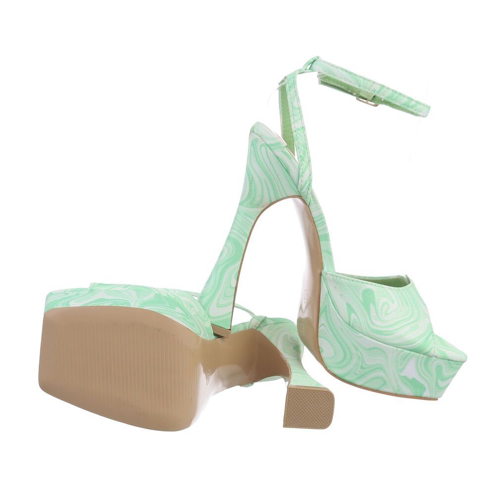 Ital-Design Damen Abendschuhe Party & Clubwear Plateausandaletten Blockabsatz Sandalen & Sandaletten in Grün