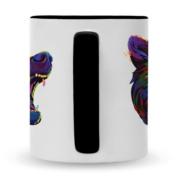 GRAVURZEILE Tasse mit Motiv - Bunter Bär, Keramik, Farbe: Schwarz & Weiß