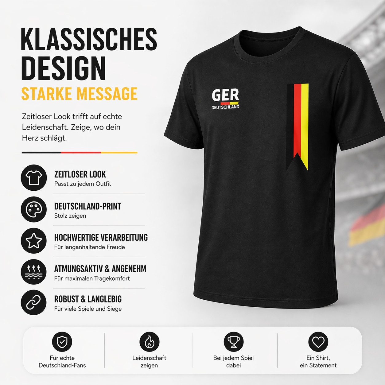 Outdoorn Fußballtrikot Deutschland T-Shirt WM 2026 – Fußball Weltmeisterschaft Trikot
