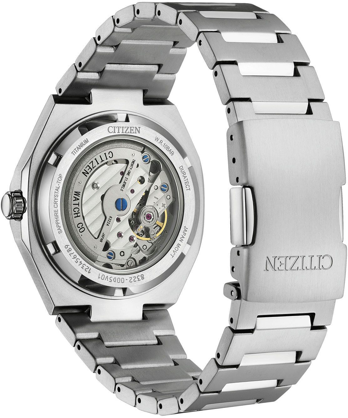 Citizen Automatikuhr Super Titanium Zenshin 60 NK5020-58X, Armbanduhr, Herren, Mechanische Uhr, Titan, analog, dezentrale Sekunde