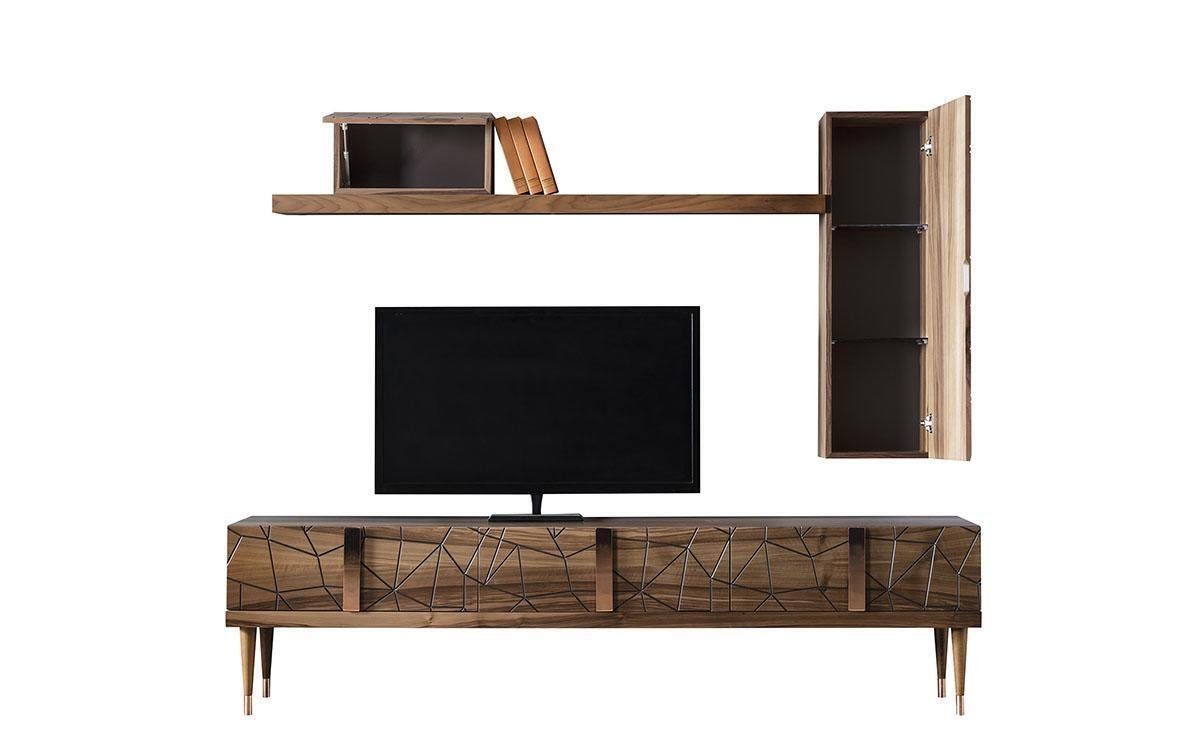 Wohnzimmer JVmoebel Wohnzimmer-Set Wohnwand Moderner Einrichtung Stil Wand, Europe Made TV-Ständer Design In