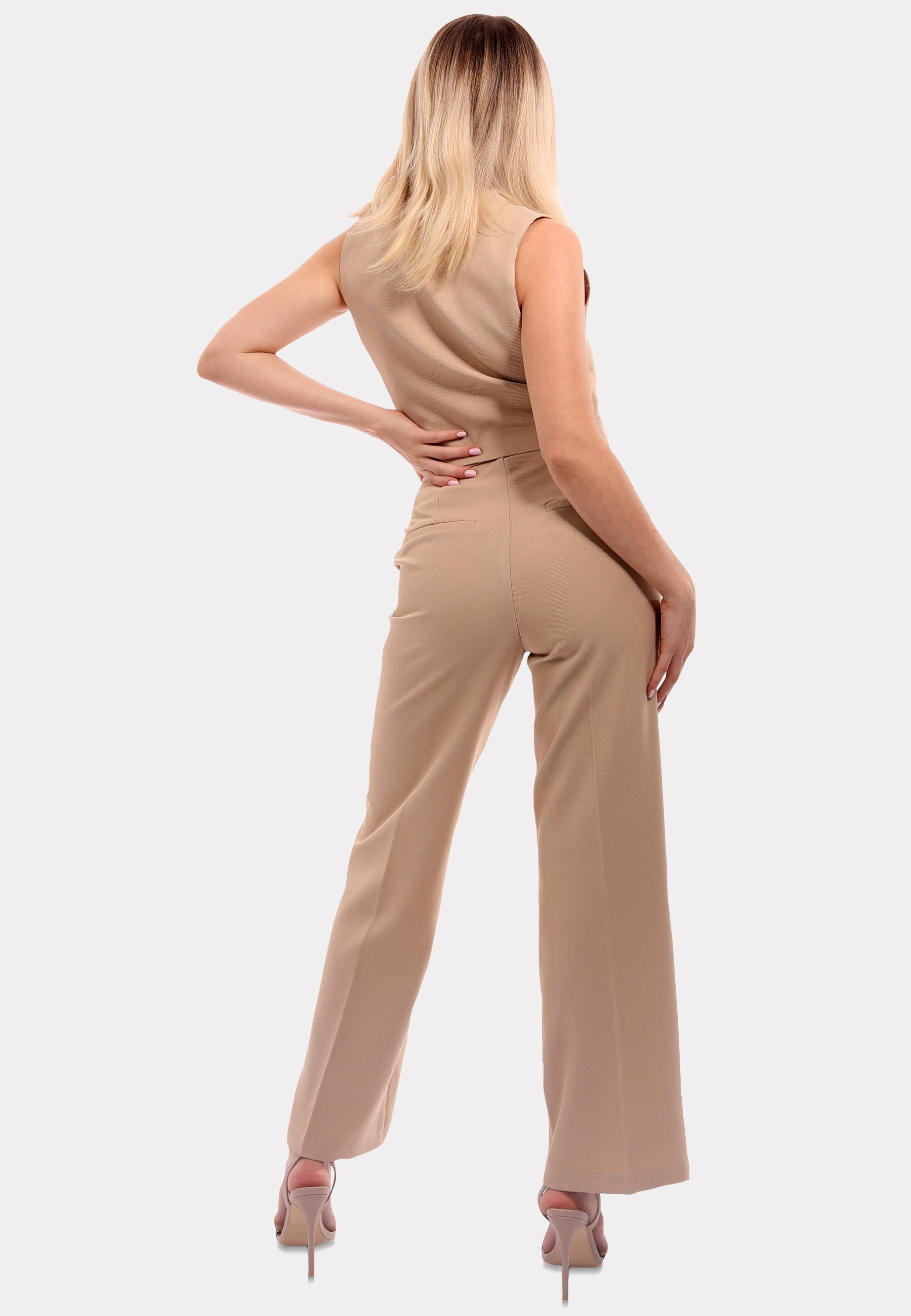 YC Fashion & Style Ausgestellte Look eleganten & Business-Hose" im "Ärmellose Hosenanzug (Set, beige 2-tlg) Hose, Weste Weste