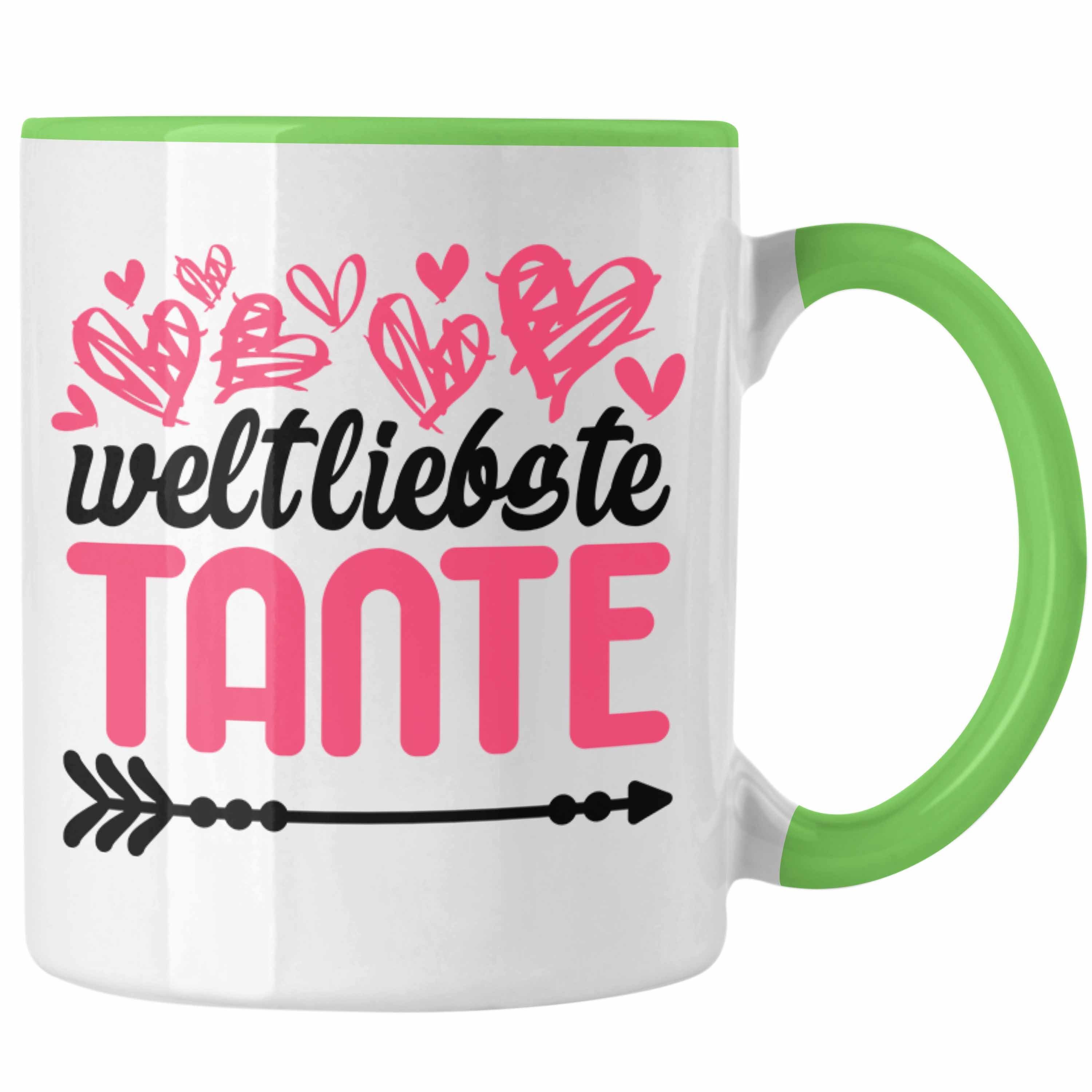 Trendation Tasse Trendation - Beste Tante der Welt Geschenk Tasse mit Spruch Kaffeetasse für Weltliebste Tante Grün