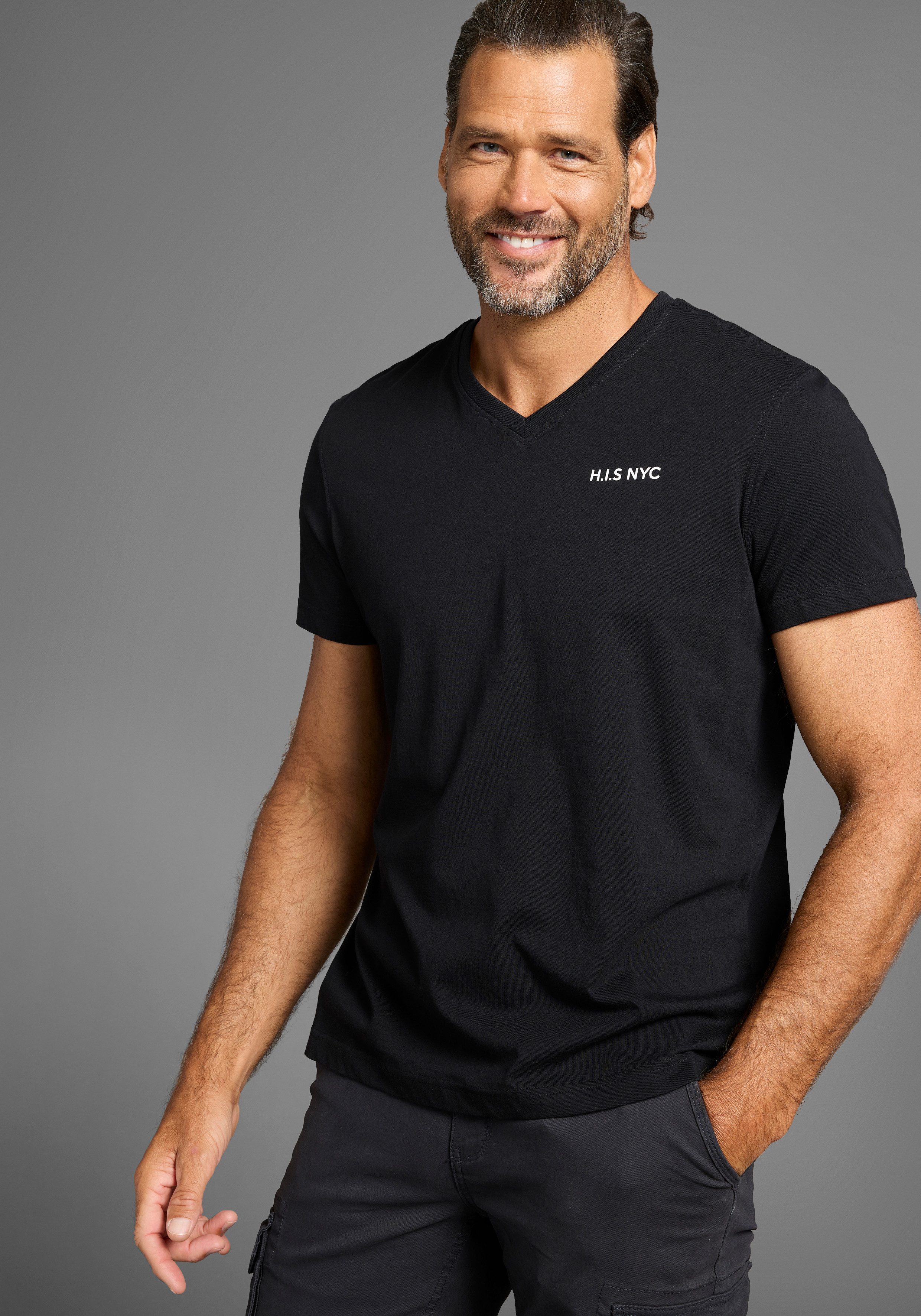 H.I.S V-Shirt (3-er Pack) Kurzarm, Slim günstig online kaufen