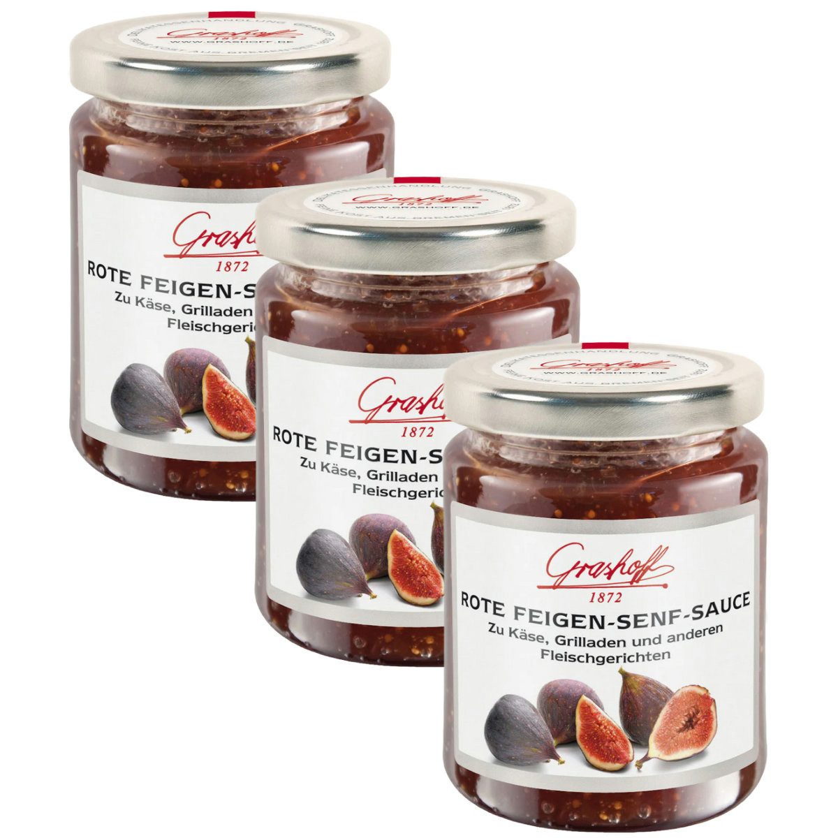 Grashoff Saucen, Grashoff Rote Feigen Senf Sauce zu Fleischgerichten 200ml 3er Pack