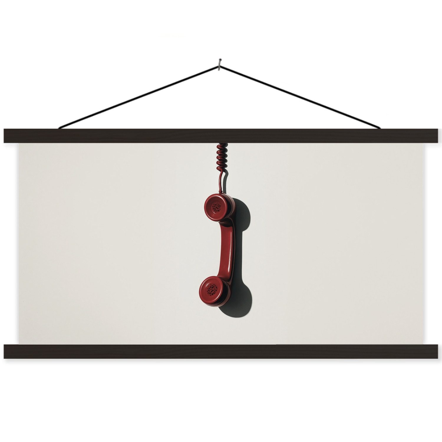 MuchoWow Poster Telefon - Kabel - Rot - Minimalistisch, (1 St), Bilderhalter, Bilderrahmen, Magnet Rahmen, Bilder, 90x45 cm