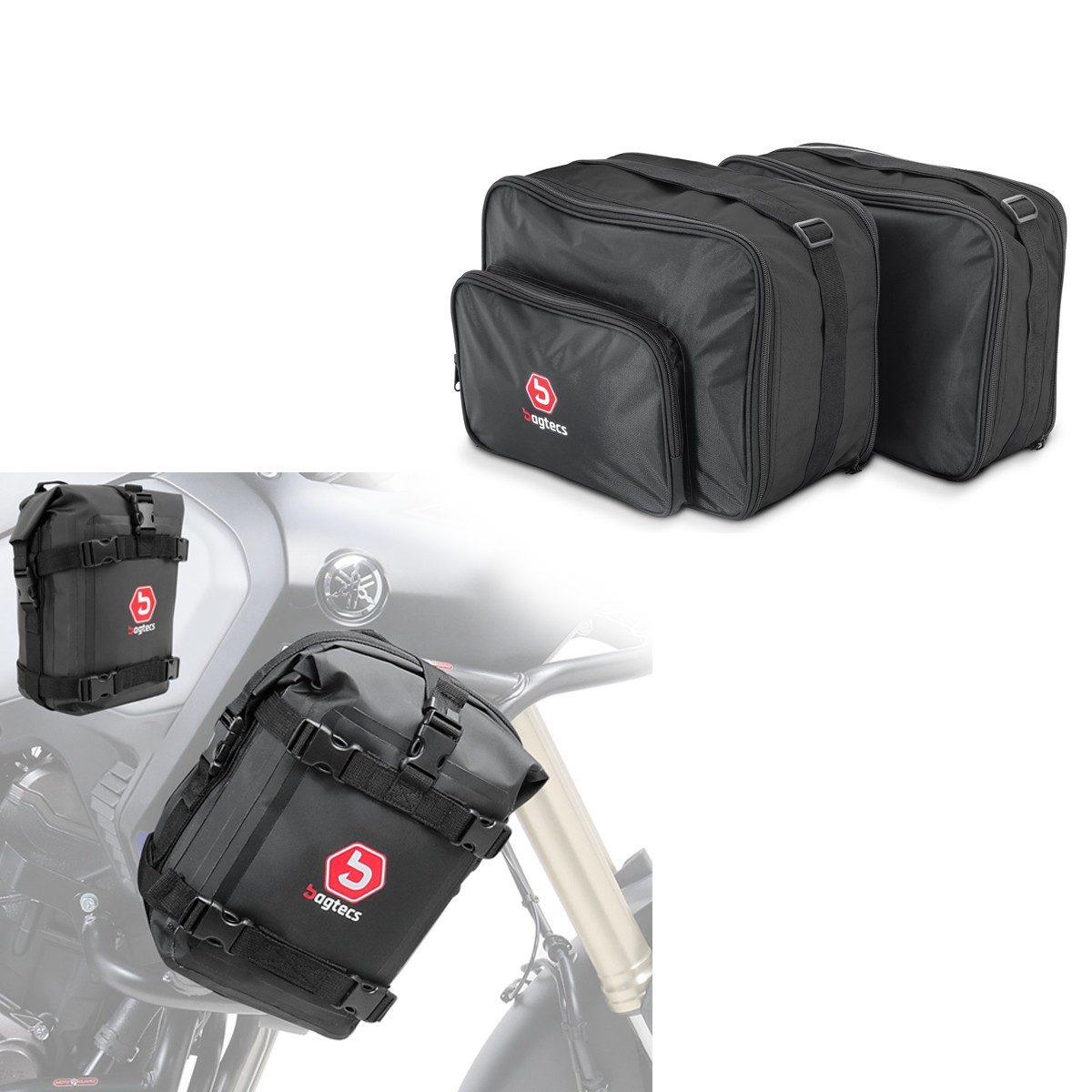 Bagtecs Schraube Sturzbügeltasche Paar 6Ltr + Vario Koffer Innentaschen passend für BMW