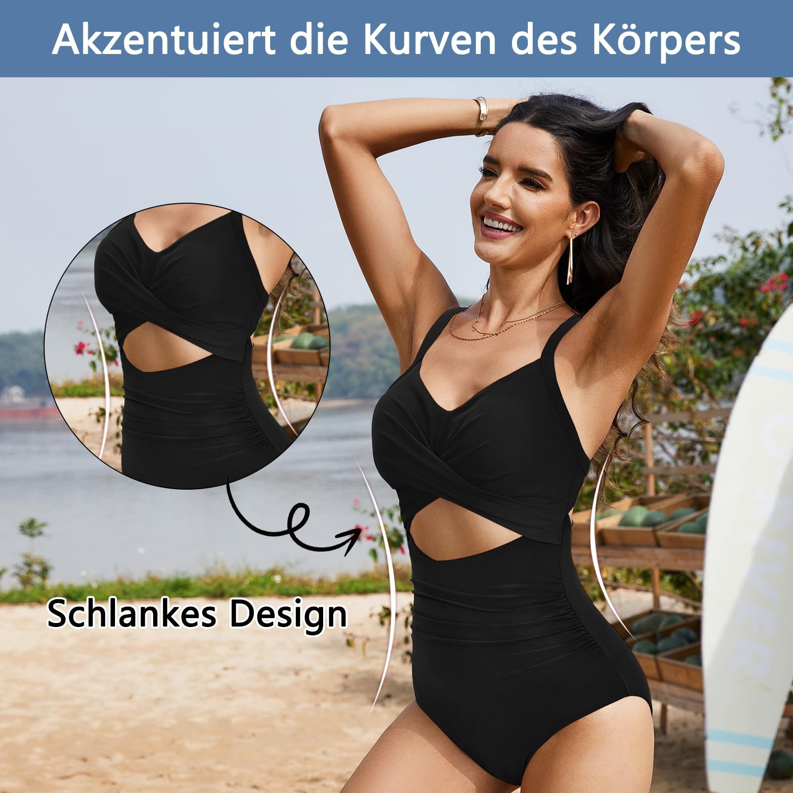 RWEUOQ Badeanzug Badeanzug Damen Bauchweg Einteiliger günstig online kaufen