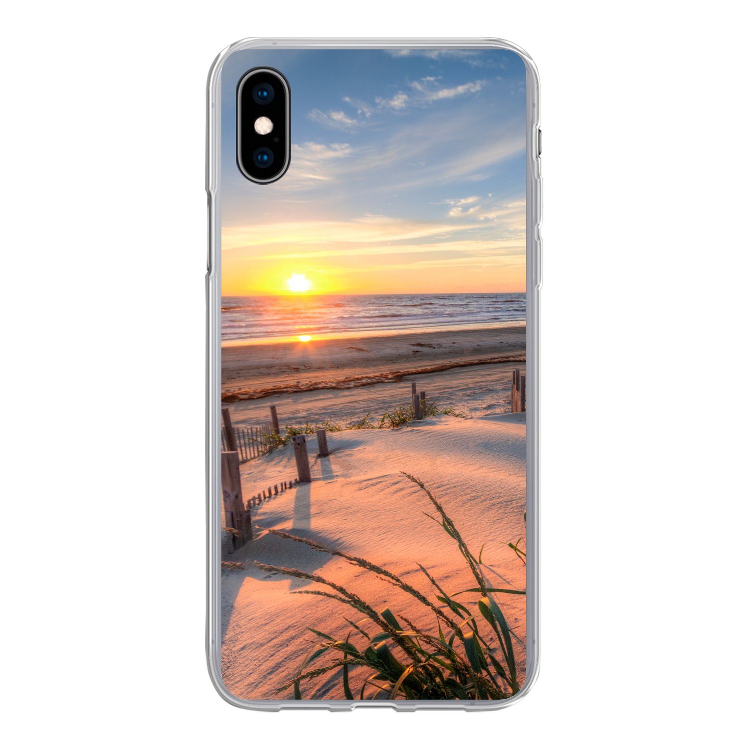 MuchoWow Handyhülle für Apple iPhone XS Strand - Meer - Düne - Sonnenuntergang - Landschaf, Smartphone-Bumper, Print, Handy Schutzhülle Dünn