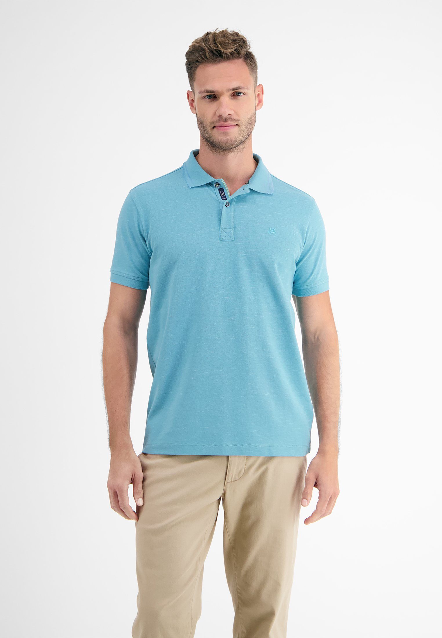 LERROS Poloshirt LERROS Poloshirt in Two-Tone-Piqué LIGHT TURQUOISE