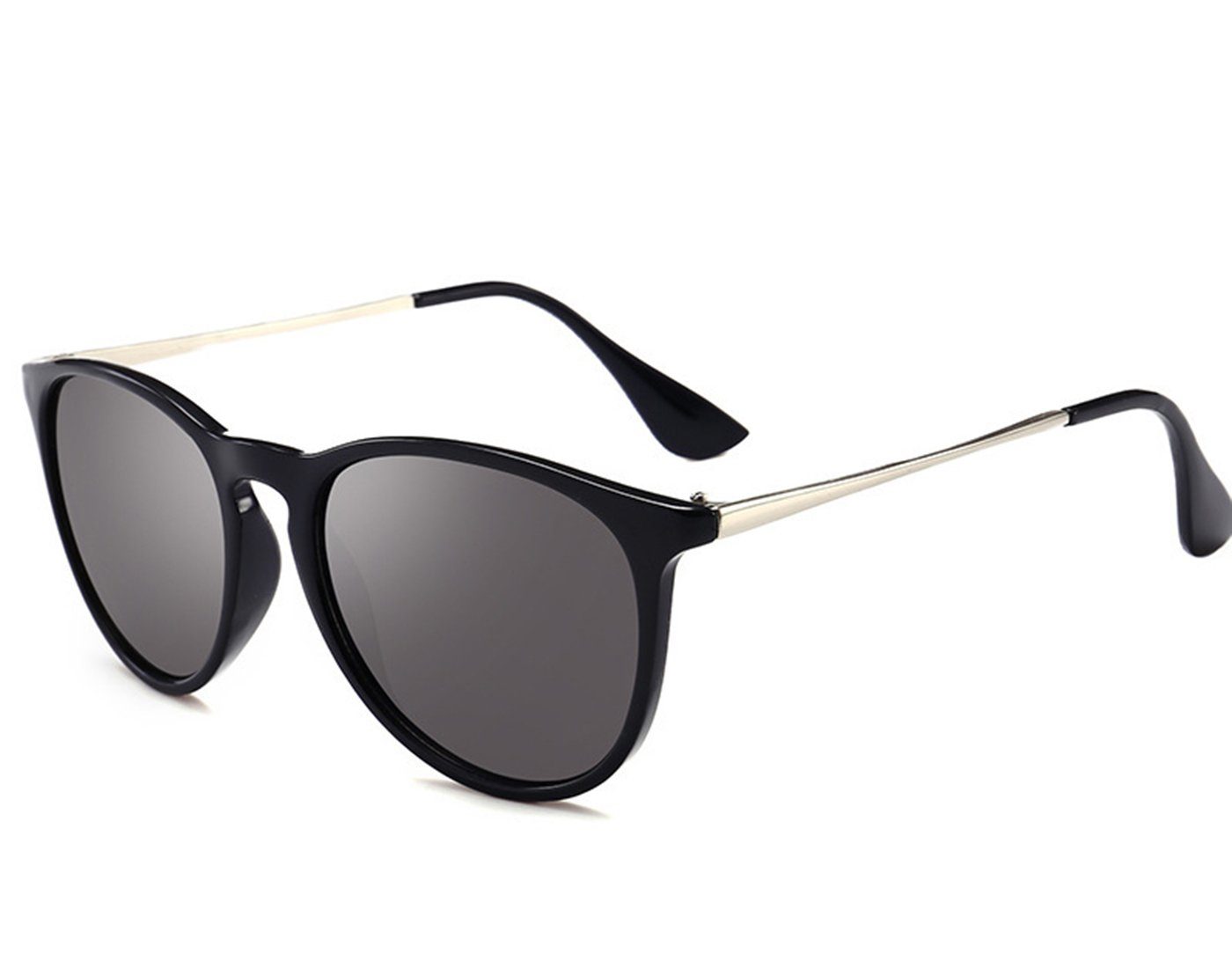 Haiaveng Sonnenbrille Runde UV400-Schutz Modische Unisex mit Retro-Brille,Brille Vintage black Sonnenbrille