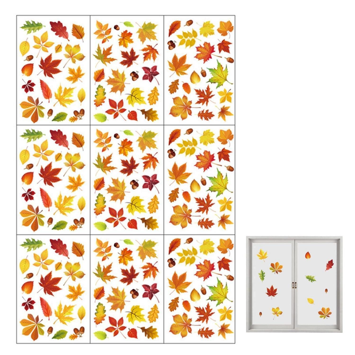 LuxusKollektion Fensterbild Fensterbilder Herbst Deko 9 Stück PVC